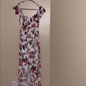 White and black floral dress romper